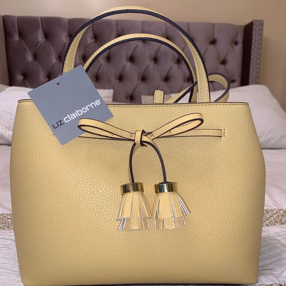 Liz Claiborne medium size purse yellow with long strap
